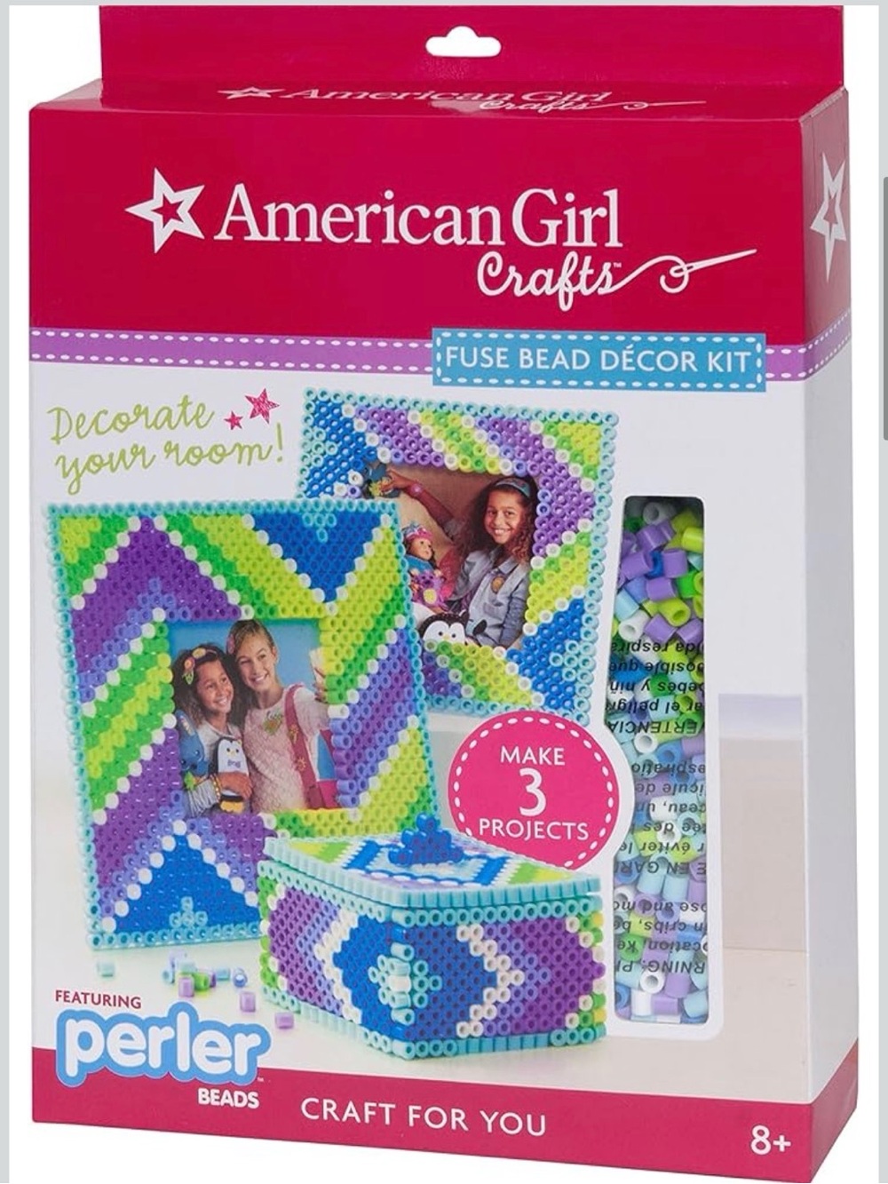 American Girl Crafts Perler Bead Photo Frame and Jewelry Box Craft Kit, 2819pc.